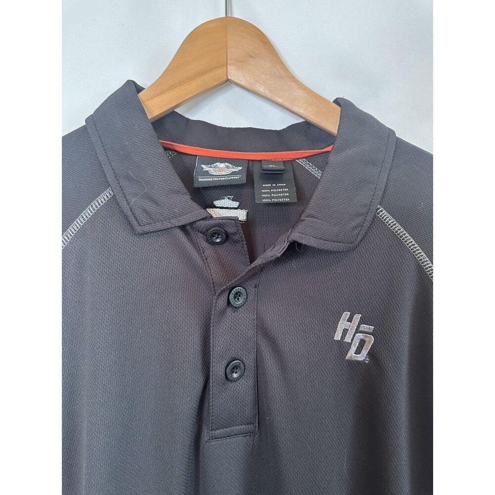 Harley-Davidson Shirt Mens XL  Black Polo Collared Motorcycle Short  Dry Fit - Picture 9 of 9